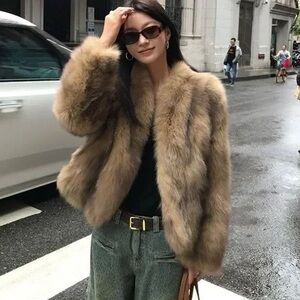 Vintage Tissavel Faux Fur Coat Puff Sleeve Size 10 Union Made in USA